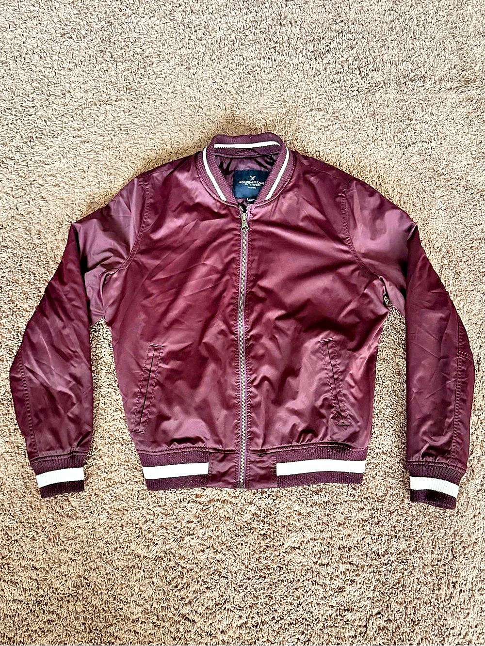 American Eagle Outfitters Women's Bomber Jacket in Burgundy Size Medium